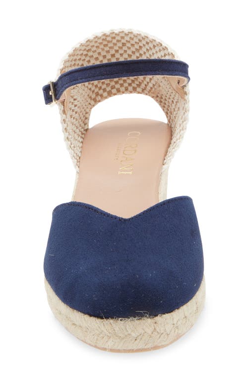 Cordani Elliana Ankle Strap Platform Wedge Espadrille In Navy Suede