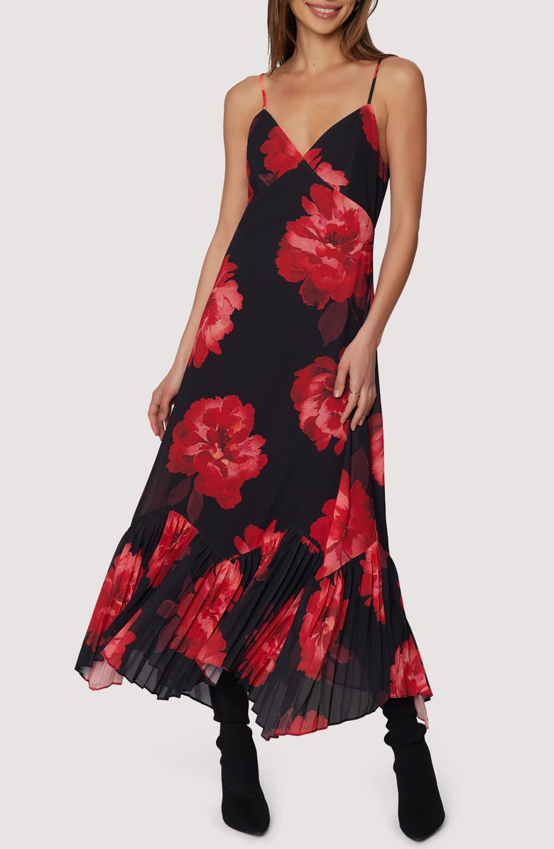 Lost + Wander Scarlet Melody Midi Dress, Main, color, Black Red Floral