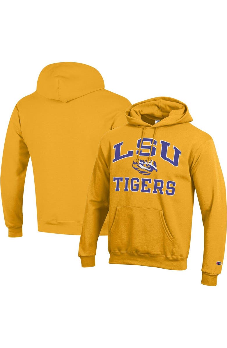 Champion Men's Champion Gold LSU Tigers High Motor Pullover Hoodie, Alternate, color, 