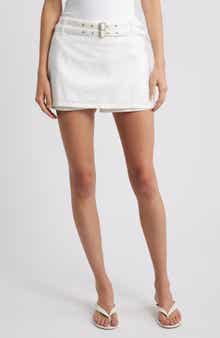 MANGO Neri Double Belt Denim Miniskort