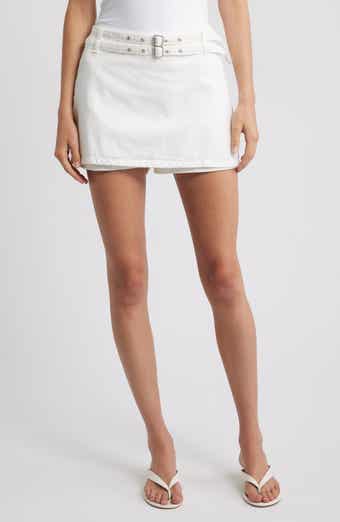 MANGO Neri Double Belt Denim Miniskort