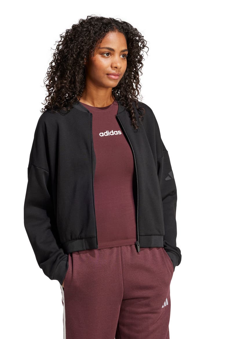Fleece Bomber Jacket, Alternate, color, BLACK