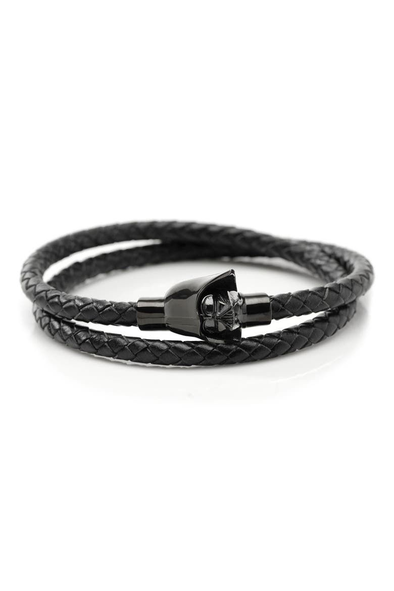 Star Wars™ - Darth Vader Braided Leather Wrap Bracelet, Main, color, BLACK