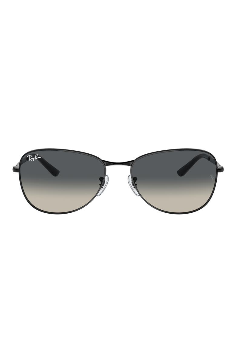 59mm Gradient Pilot Sunglasses, Main, color, BLACK