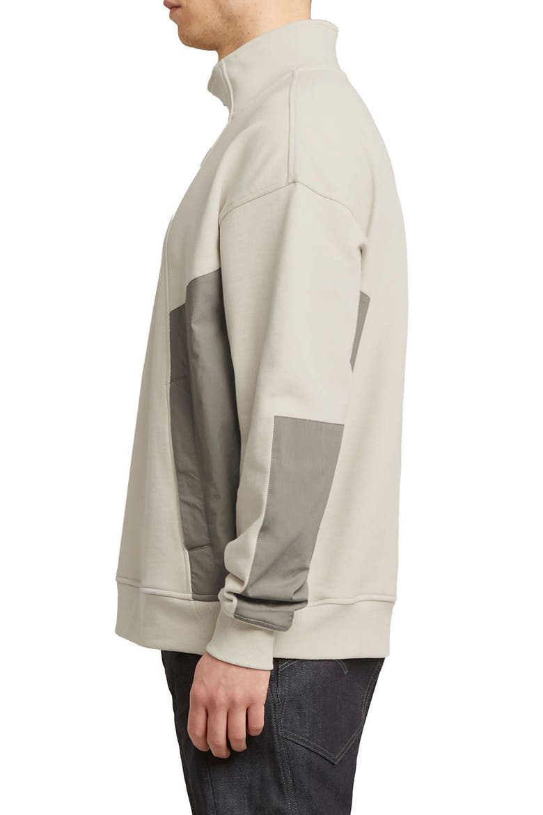 Asymmetric Colorblock Organic Cotton Half-Zip Sweatshirt, Alternate, color, WHITEBAIT