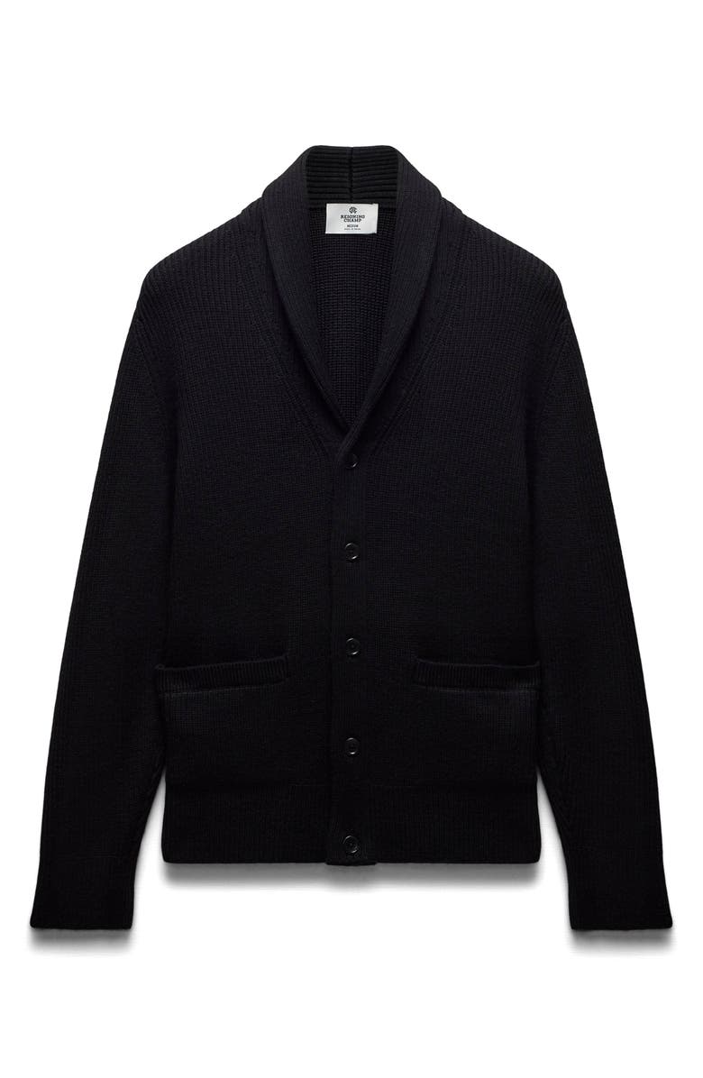 Reigning Champ Vinnie Rib Shawl Collar Merino Wool Cardigan, Alternate, color,