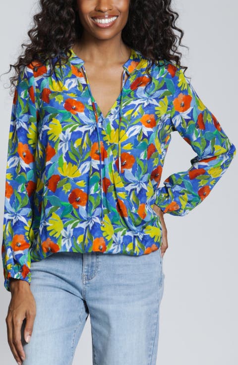 Print Surplice Neck Top