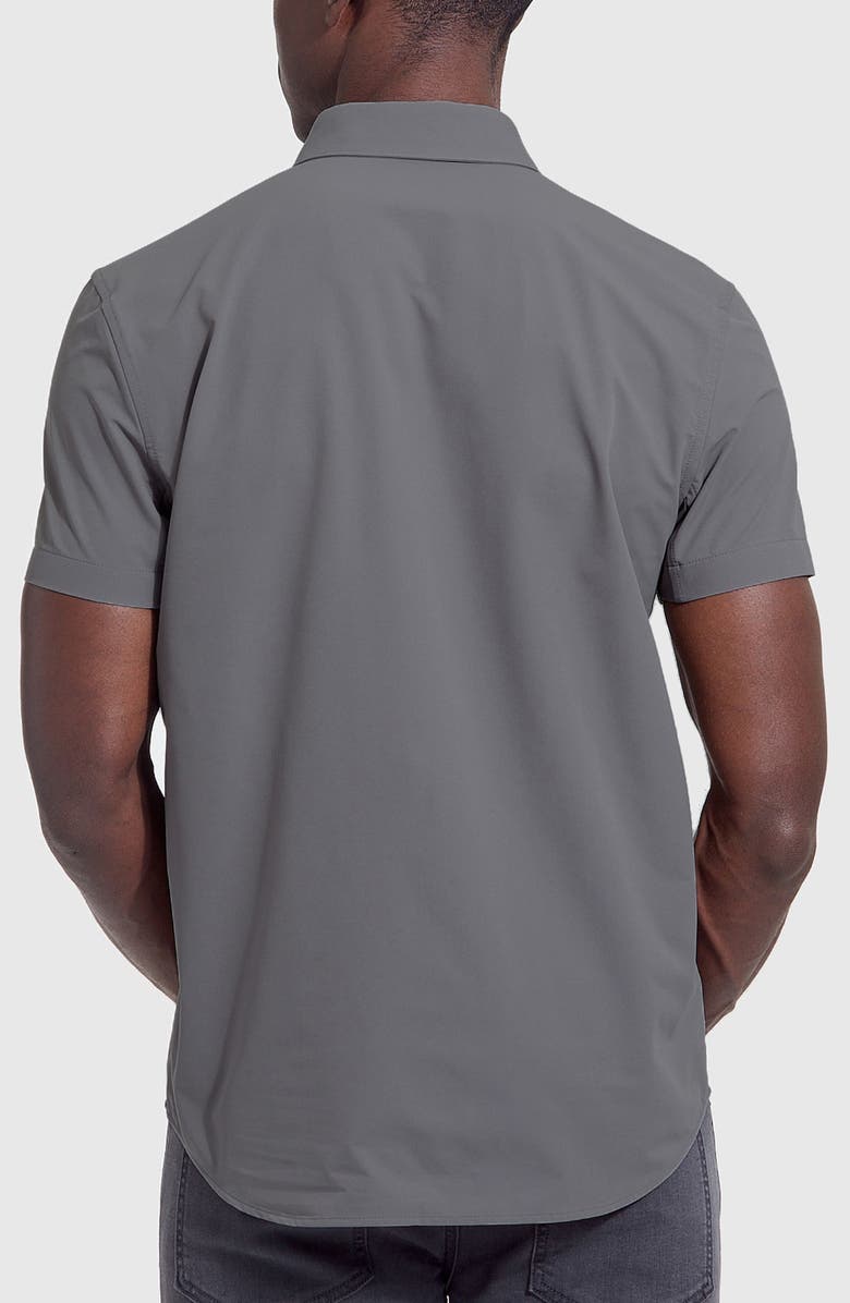 True Classic Commuter Slim Fit 4-Way Stretch Short Sleeve Button-Up Shirt, Alternate, color, Carbon