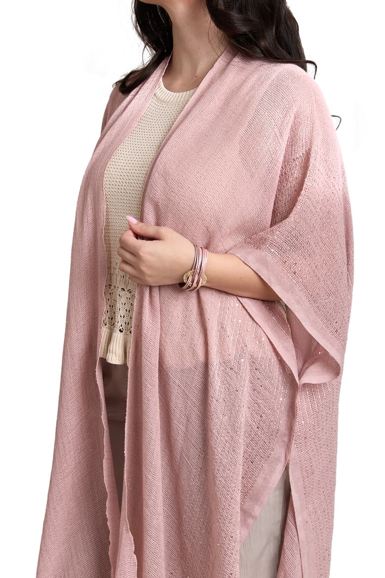 Frayed Sequin Ruana, Alternate, color, PINK
