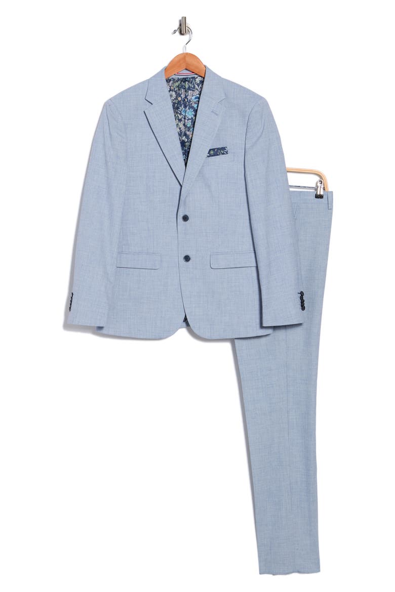 Two Button Linen Suit, Alternate, color, LIGHT BLUE