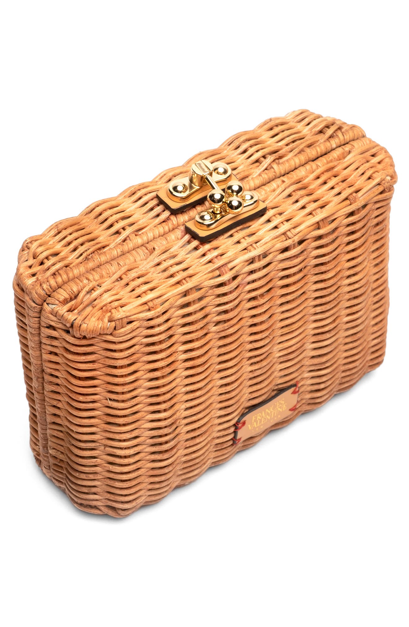 Frances Valentine Paige Wicker Clutch, Alternate, color, Toast