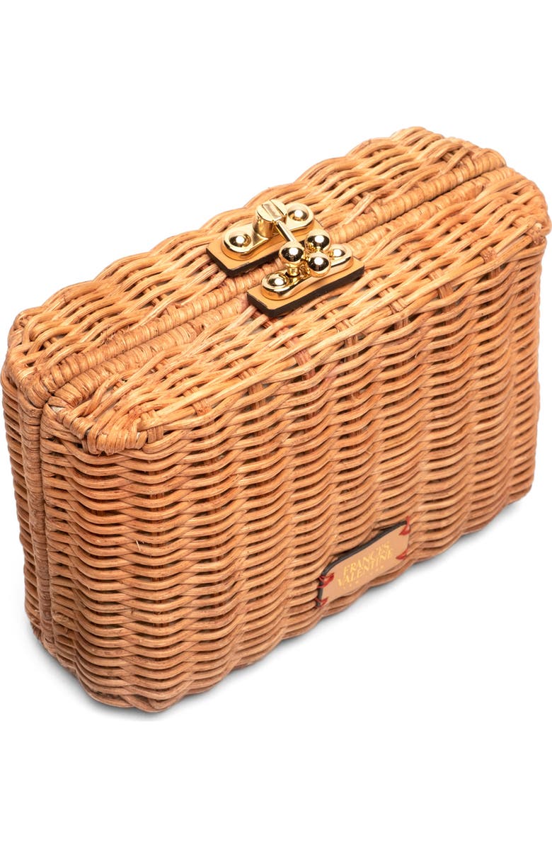 Frances Valentine Paige Wicker Clutch, Alternate, color, Toast