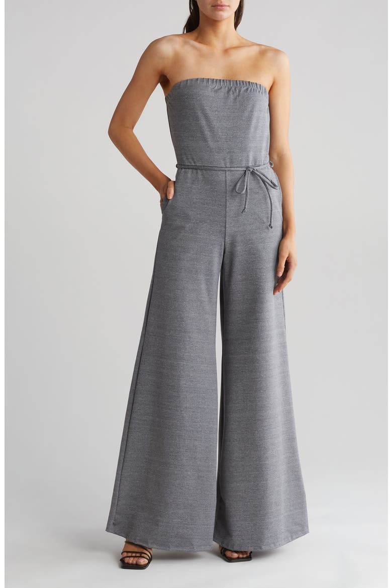 Strapless Wide Leg Jumpsuit, Main, color, HEATHER GREY
