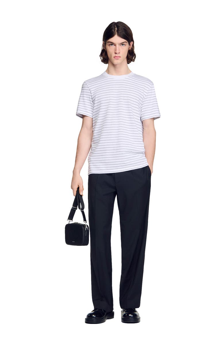 SANDRO Striped T-shirt, Alternate, color, White / Black