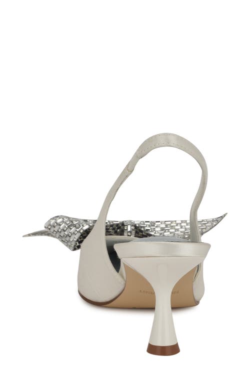 Nine West Rills Slingback Pointed Toe Kitten Heel Pump In White