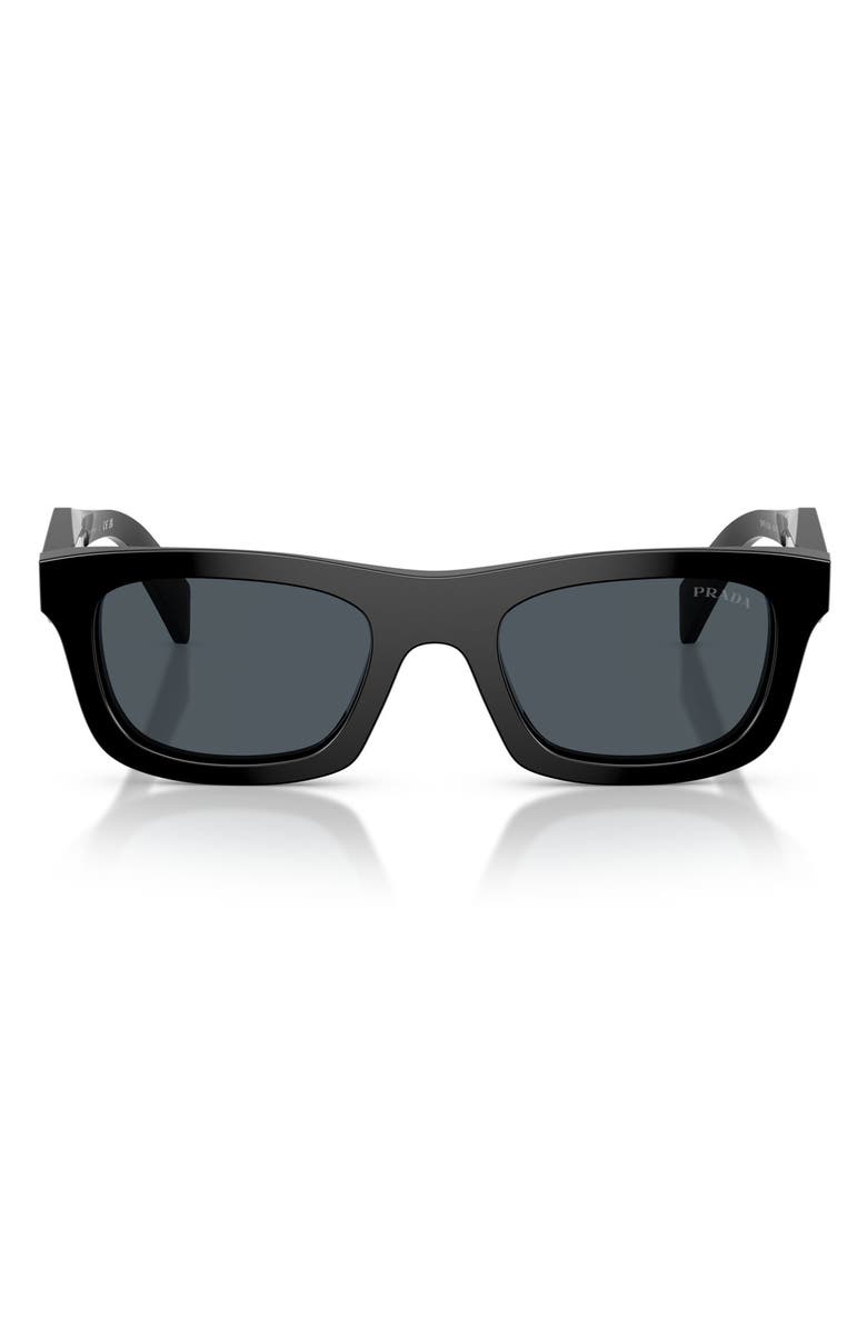 Prada 50mm Pillow Sunglasses, Main, color, Black / Dark Grey