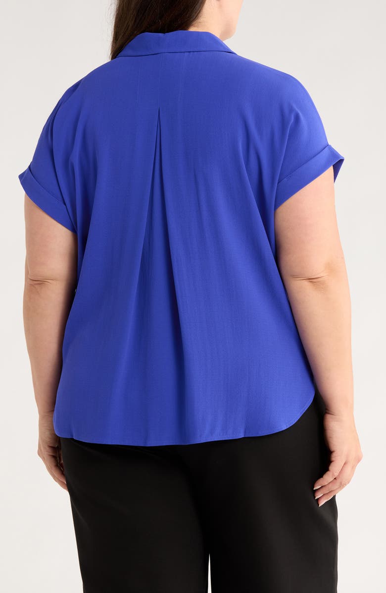 Eileen Fisher Roll Cuff Woven Silk Shirt, Alternate, color, Royal