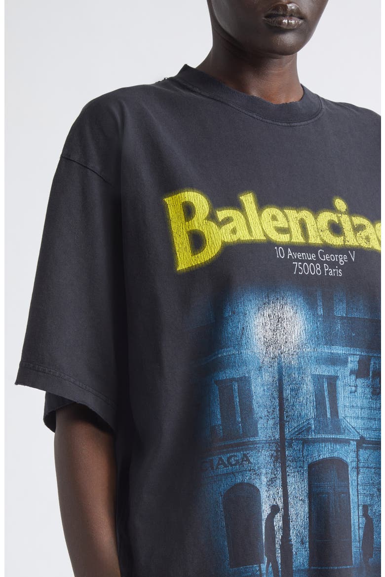 The Address Distressed Cotton Jersey Graphic T-Shirt, Alternate, color, 1041 FADED WASHED BLACK