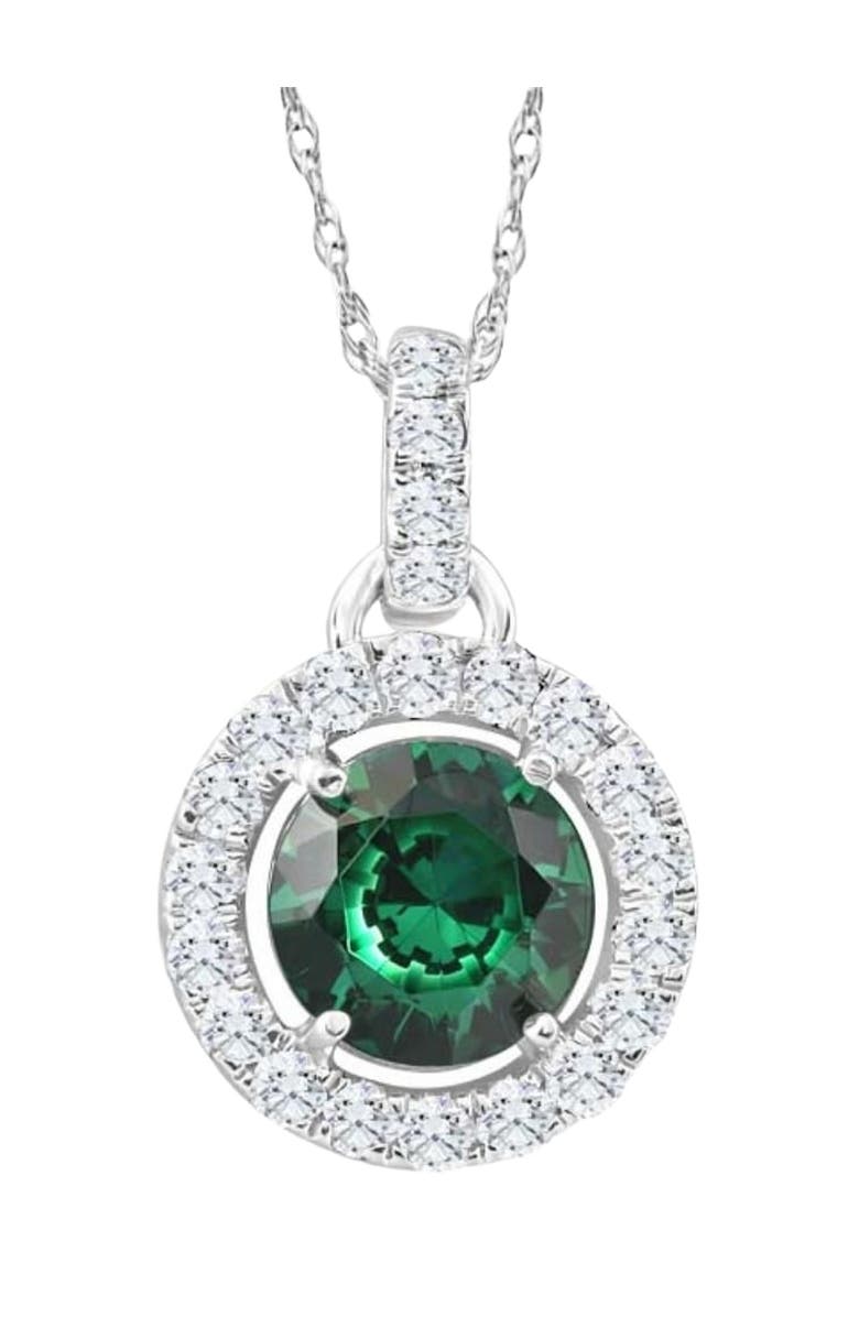 Bliss Diamond 1 1/2Ct Emerald Diamond Halo Pendant Women's 10k Gold Necklace 18" Length, Main, color, 