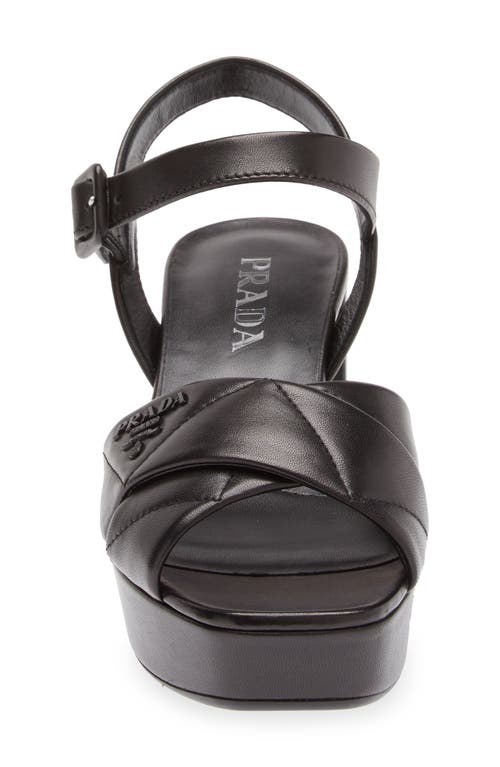 Prada Diagram Quilted Leather Platform Sandal In Black