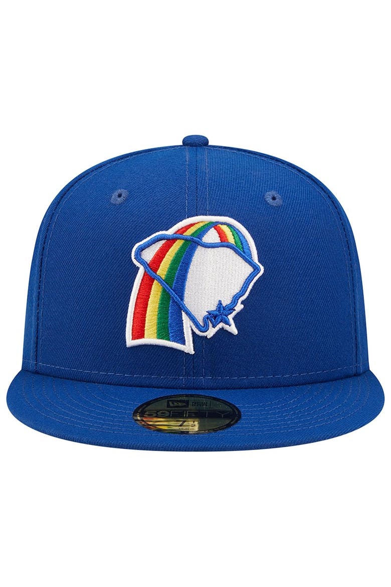 Men's New Era Blue Charleston RiverDogs Rainbows Theme Night 59FIFTY Fitted Hat, Alternate, color, Blue