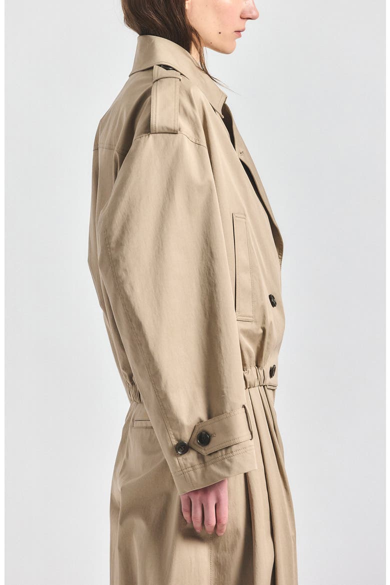 Emilio Stretch Cropped Trench Jacket, Alternate, color, LATTE