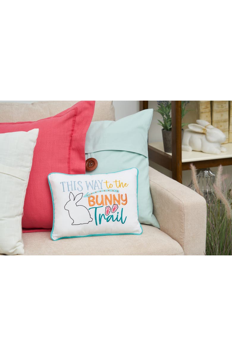 C&F Home "This Way to The Bunny Trail" Easter Cotton Blend Mini Accent Pillow 9" x 12", Alternate, color, White