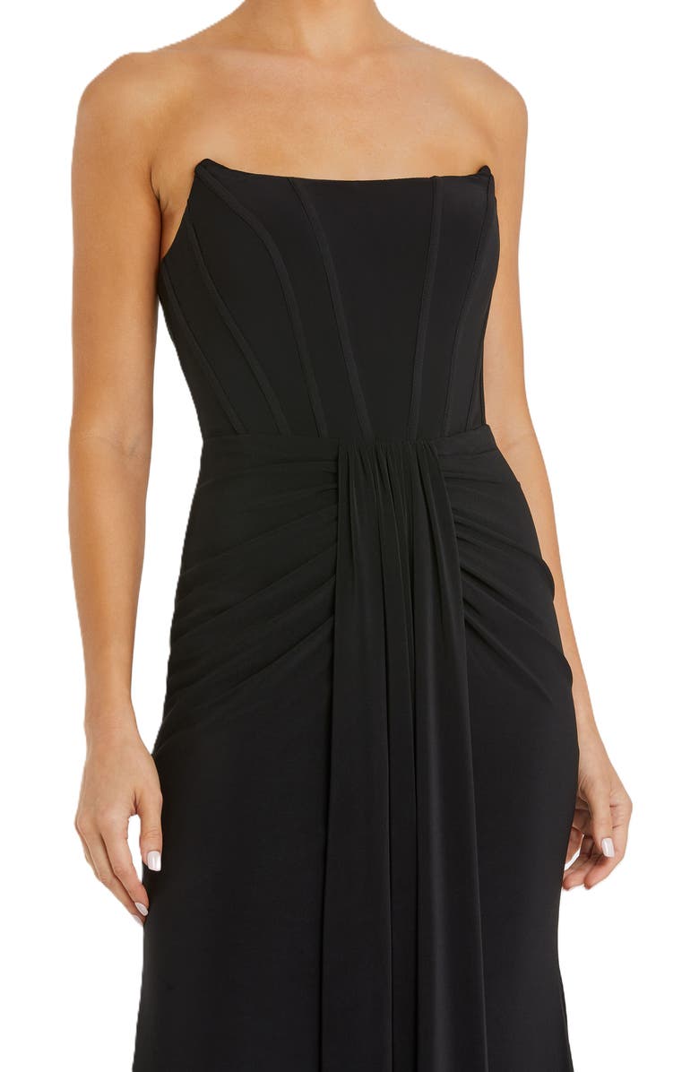 Mac Duggal Strapless Sweetheart Jersey Gown With Waist Detail, Alternate, color, Black