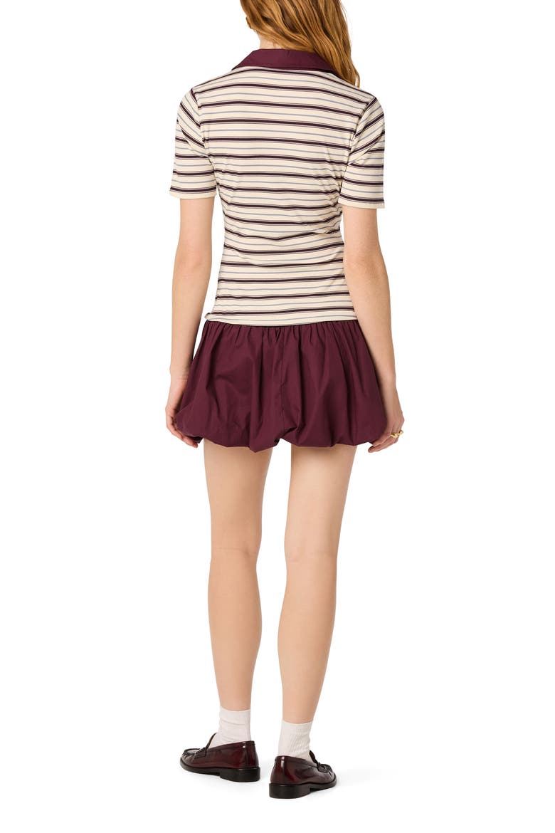 Emmalee Mixed Media Bubble Hem Minidress, Alternate, color, BURGUNDY STRIPE