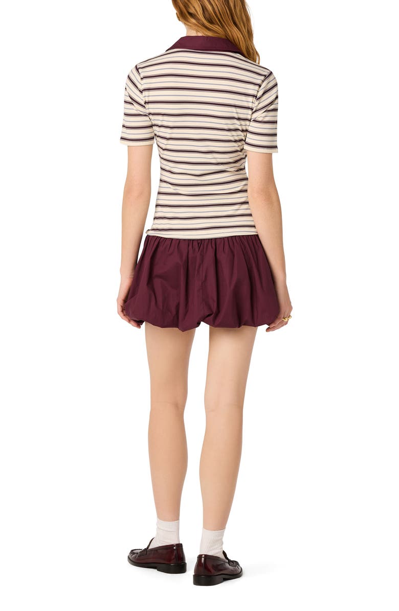 ASTR the Label Emmalee Mixed Media Bubble Hem Minidress, Alternate, color, Burgundy Stripe
