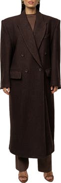 JLUXLABEL Double Breasted Wool Blend Coat
