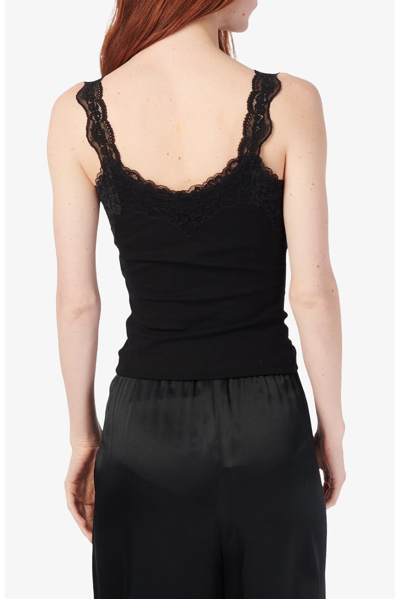 Lani Lace Trim Rib Tank Top, Alternate, color, BLACK