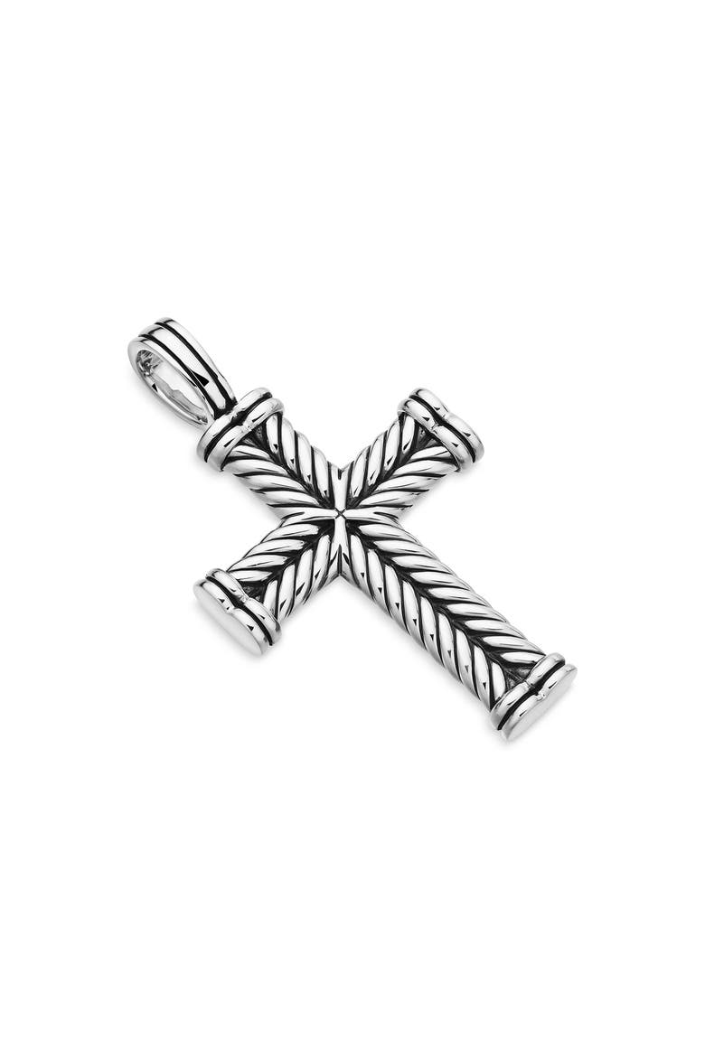 Men's Chevron Cross Pendant, 33.5mm, Alternate, color, Silver