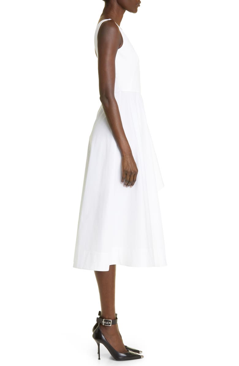 McQueen Asymmetric Cotton Poplin Midi Dress, Alternate, color, 