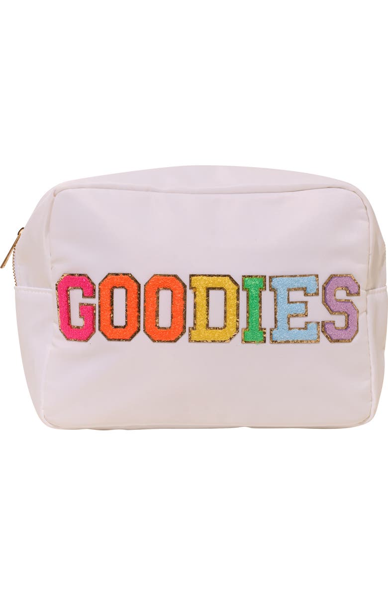 Malibu Sugar Nylon Pouch w/ GOODIES Patch, Main, color, White