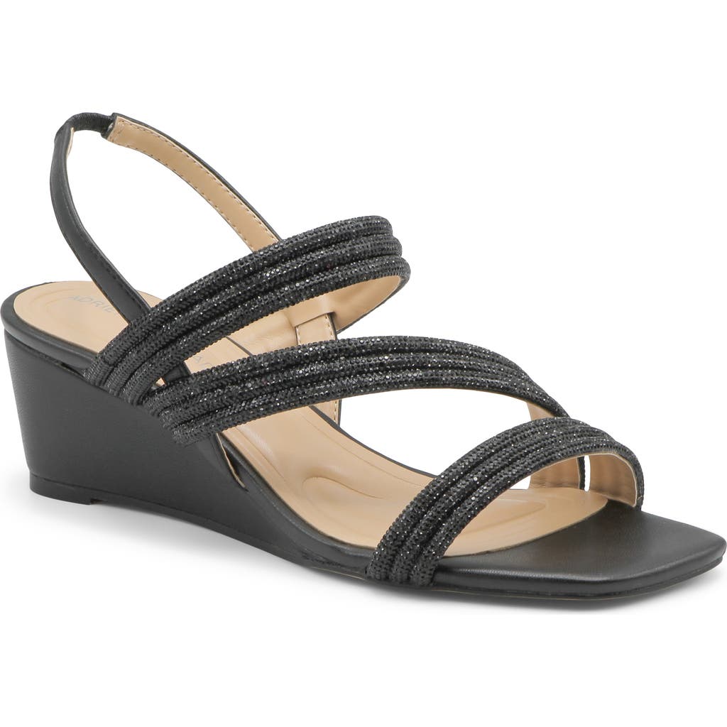Adrienne Vittadini Alanis Embellished Wedge Sandal In Black