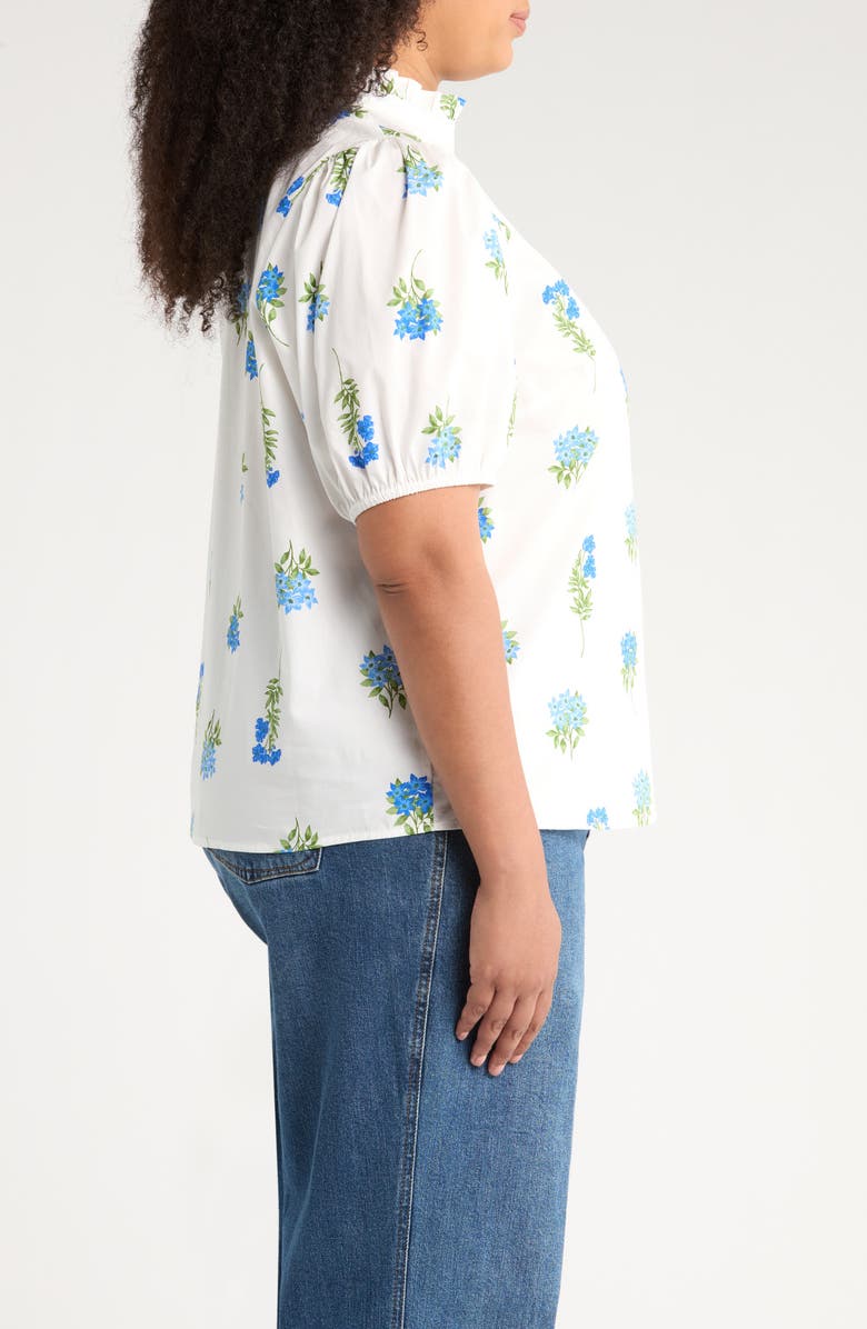 SUGARLIPS Jillian Floral Print Ruffle Top, Alternate, color, White/ Blue/ Green