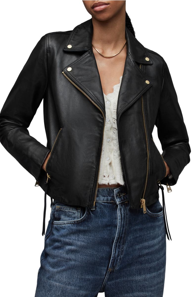 AllSaints Dalby Leather Biker Jacket, Main, color, 