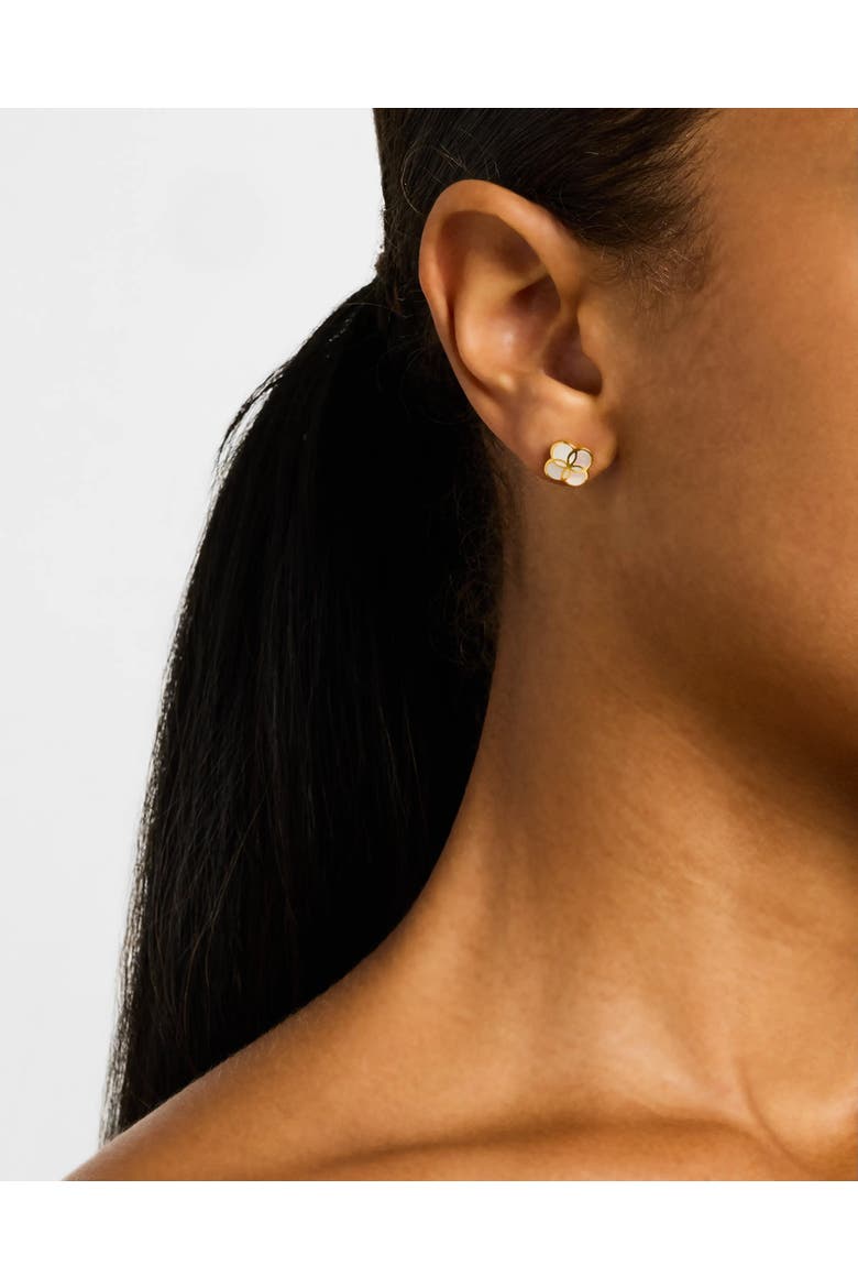 Petal Gemstone With 18K Gold Overlay Sterling Stud Earring, Alternate, color, WHITE