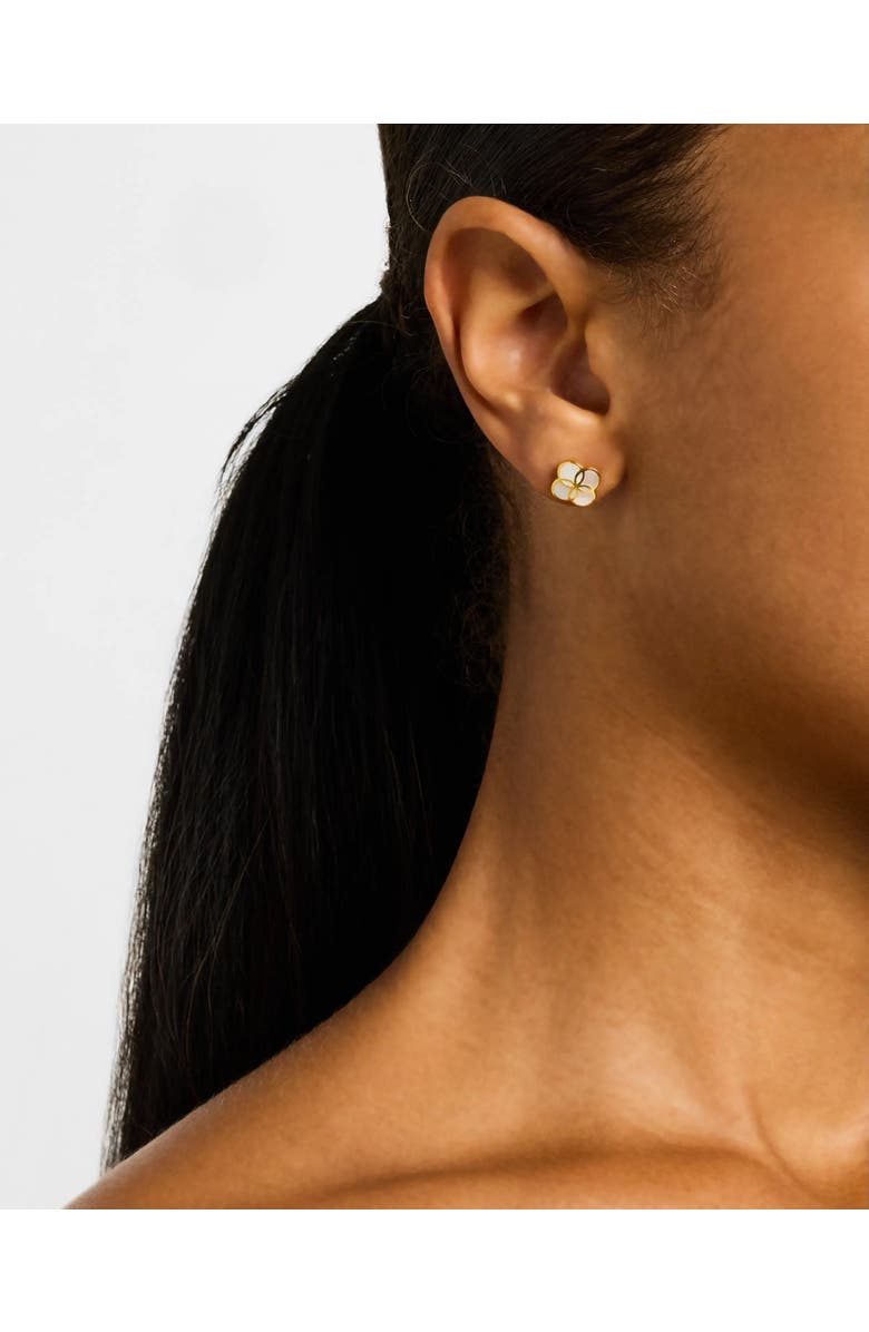 Jan Leslie Petal Gemstone With 18K Gold Overlay Sterling Stud Earring, Alternate, color, White