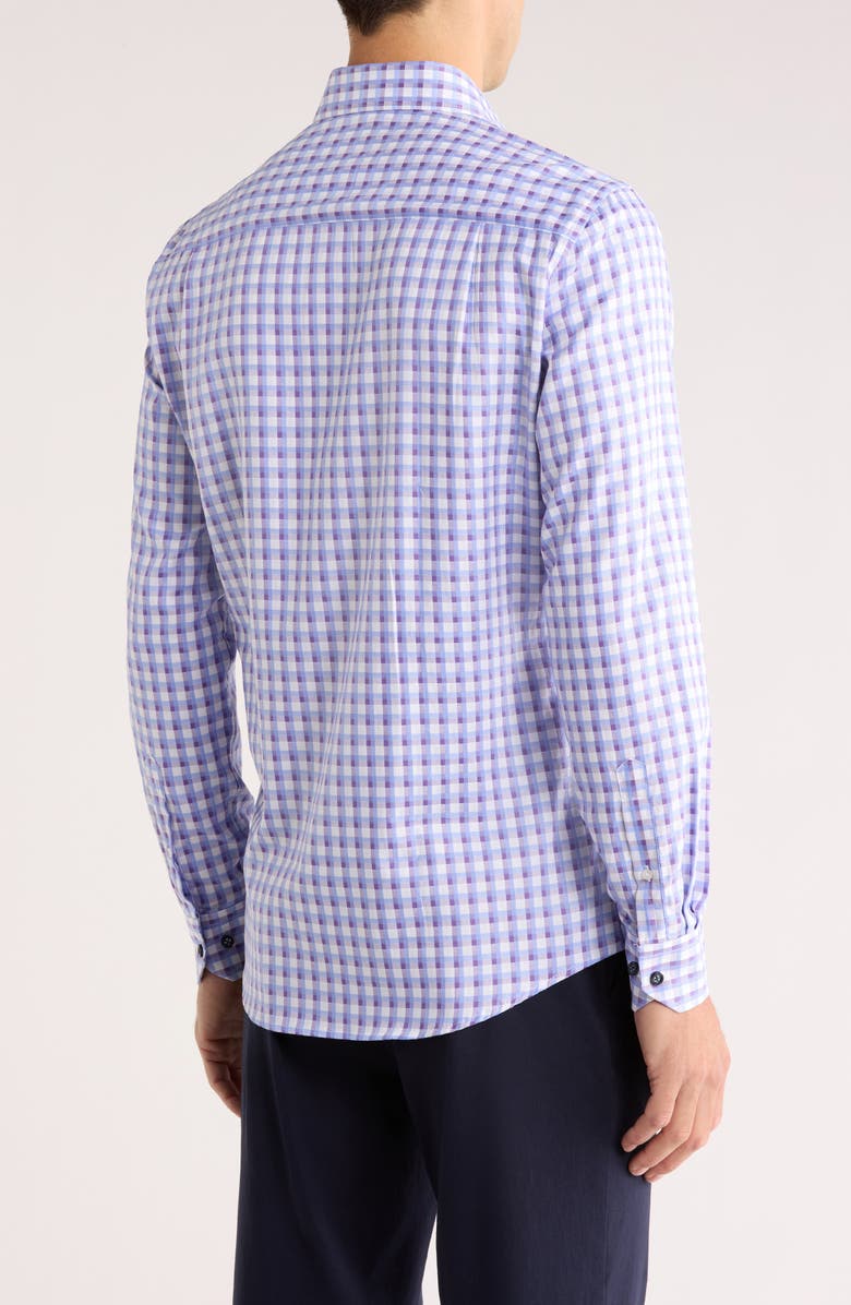 Duchamp Tailored Fit Check Print Dress Shirt, Alternate, color, Purple