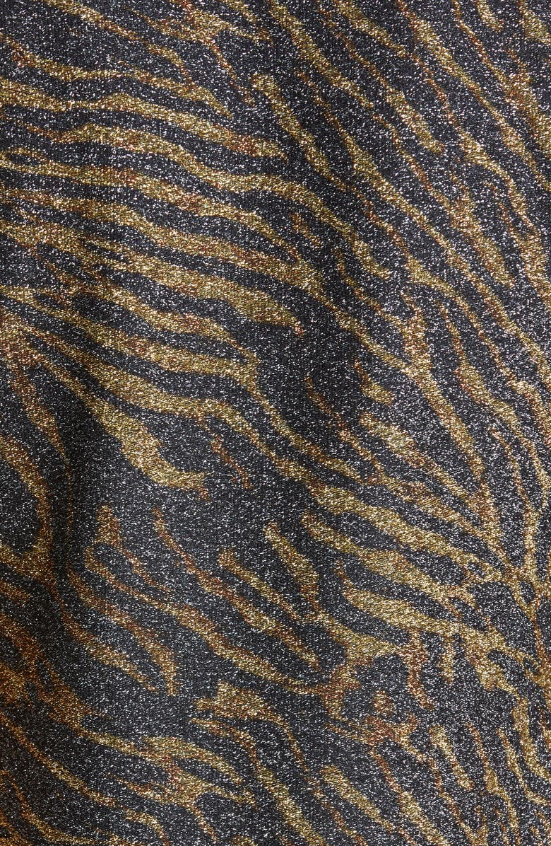Ganni Tiger Print Metallic Jersey Tee, Alternate, color, 