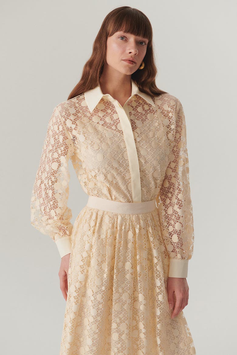 Noelle Cotton Lace Shirt, Main, color, BONE