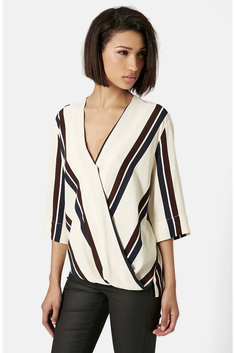 Drape Front Blouse, Main, color, CREAM MULTI
