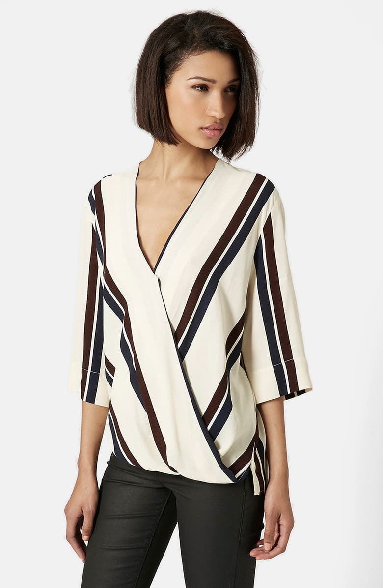 Topshop Drape Front Blouse, Main, color, 