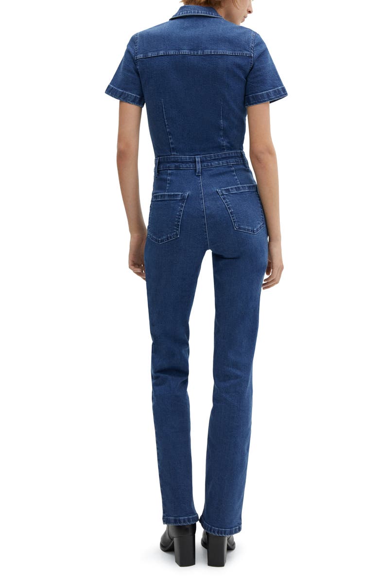 MANGO Straight Leg Zip-Up Denim Jumpsuit, Alternate, color, 