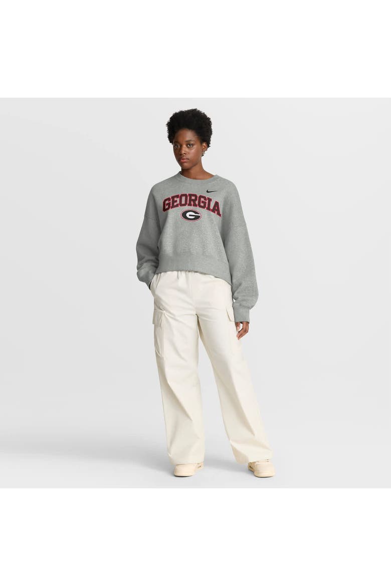 Women's Nike Heather Gray Georgia Bulldogs Oversized Phoenix Arch Pullover Sweatshirt, Alternate, color, Heather Gray