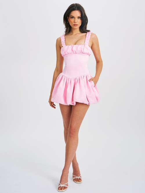 Miss Circle Women Aubrey Pink Satin Bubble Hem Mini Dress In Pink