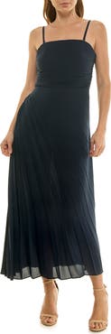 Nicole Miller Strapless Pleated Chiffon Maxi Dress