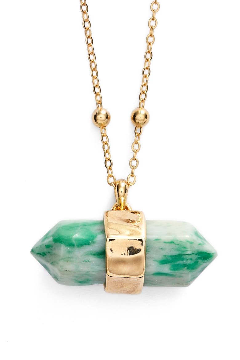 Semiprecious Stone Pendant Necklace, Main, color, SHINY GOLD/ JADE
